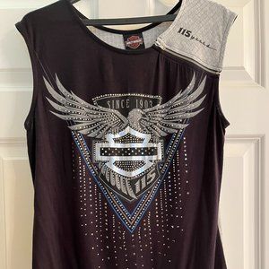Harley-Davidson Women's 115th Anniversary Embellished Sleeveless Scoop Shirt (L)